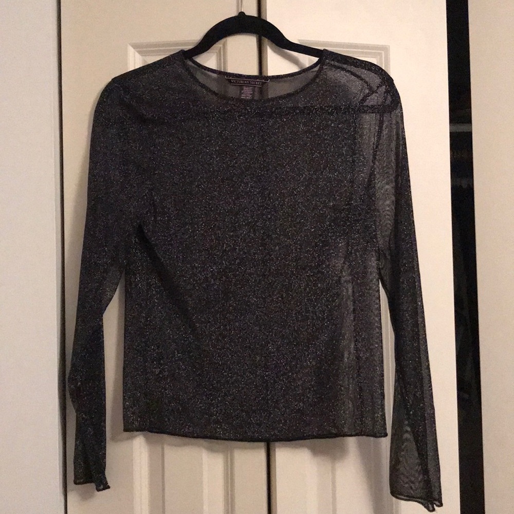Black sheer long sleeve top